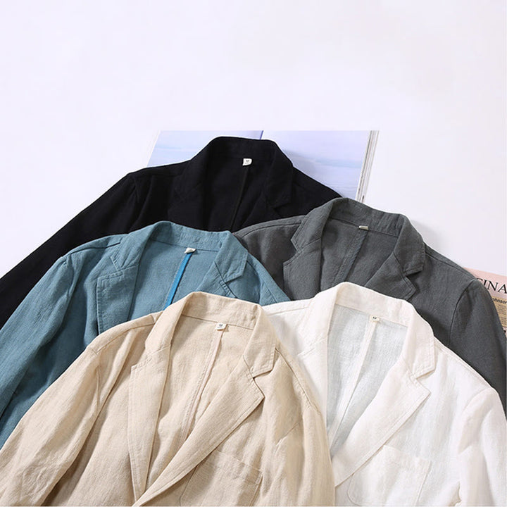 Buddha Stones Long Sleeve Button Plain Design Men's Linen Jacket Shirt With Pockets - image 10