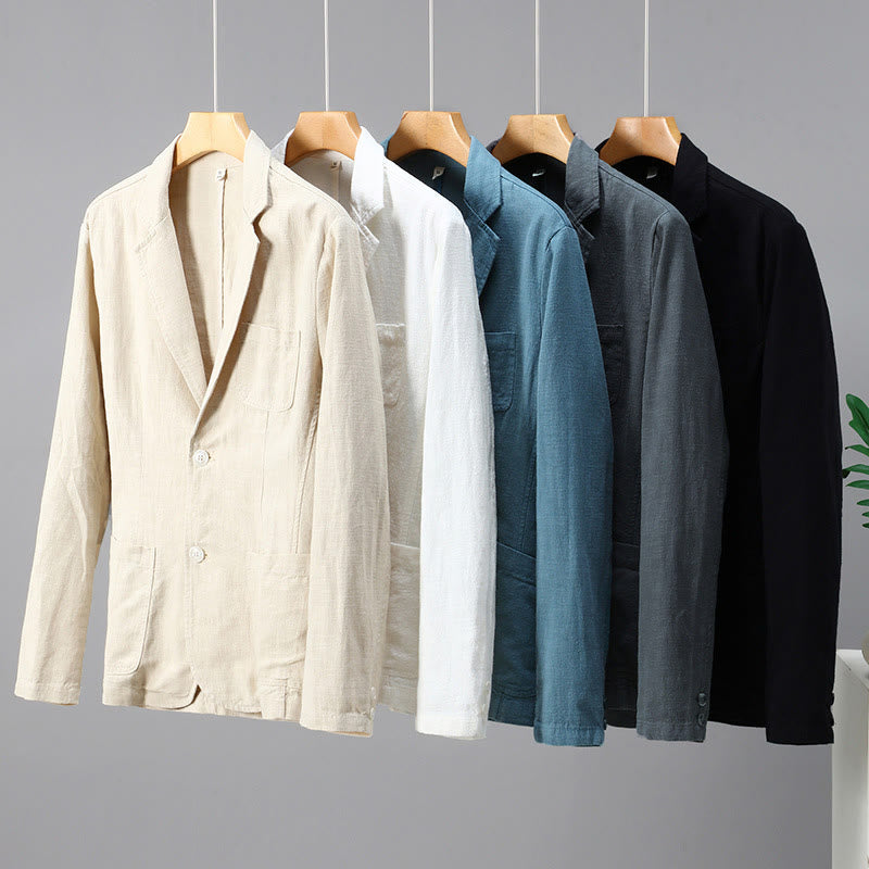 Buddha Stones Long Sleeve Button Plain Design Men's Linen Jacket Shirt With Pockets - image 11