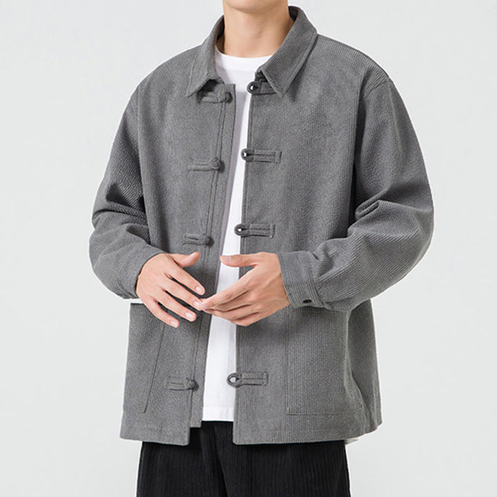Buddha Stones Long Sleeve Frog-button Design Men's Polyester Jacket Shirt With Pockets - image 8