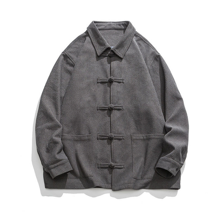 Buddha Stones Long Sleeve Frog-button Design Men's Polyester Jacket Shirt With Pockets - image 2