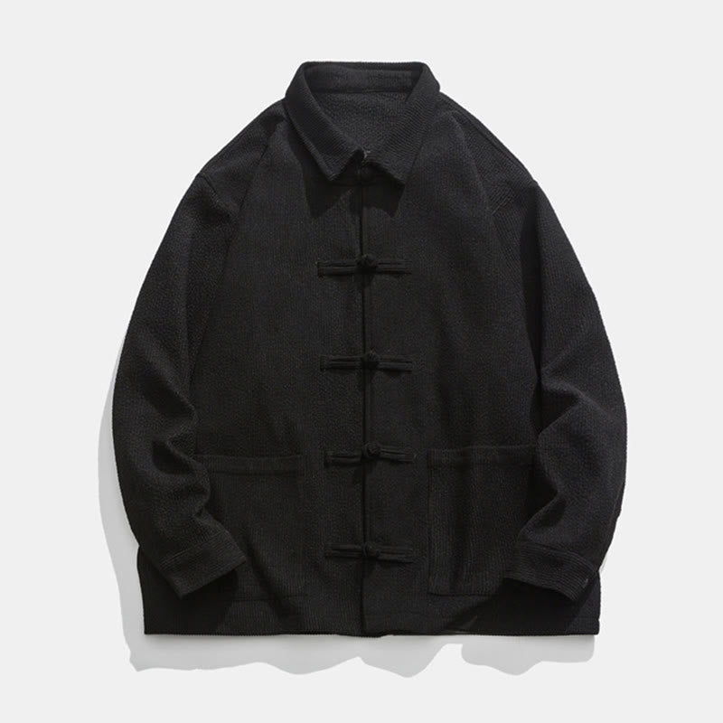 Buddha Stones Long Sleeve Frog-button Design Men's Polyester Jacket Shirt With Pockets - image 11
