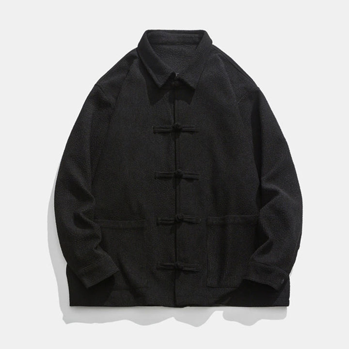 Buddha Stones Long Sleeve Frog-button Design Men's Polyester Jacket Shirt With Pockets - image 11