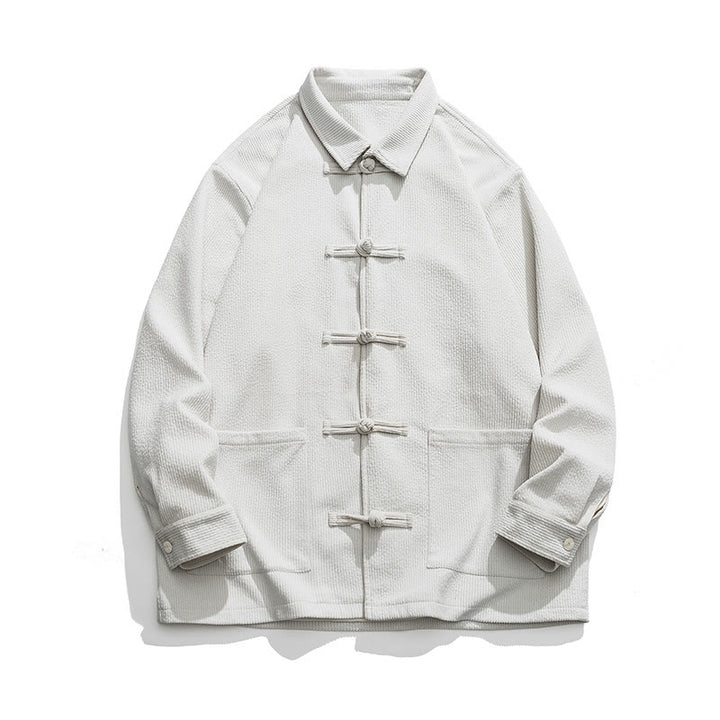 Buddha Stones Long Sleeve Frog-button Design Men's Polyester Jacket Shirt With Pockets - image 21