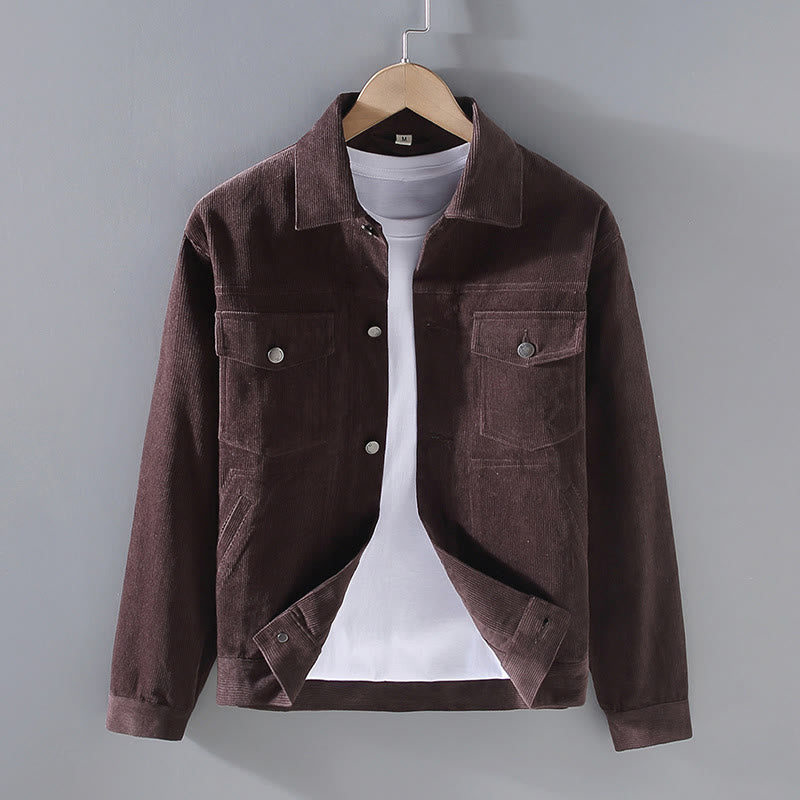 Buddha Stones Plain Long Sleeve Button Design Men's Cotton Jacket Shirt With Pockets - SaddleBrown - US/UK/AU42，EU52 (3XL) - image 9