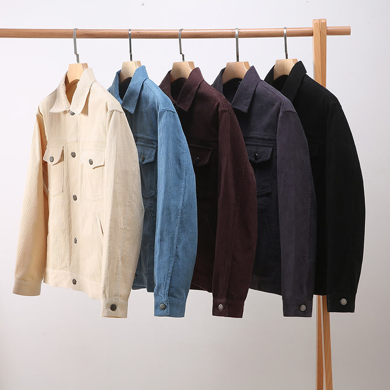 Buddha Stones Plain Long Sleeve Button Design Men's Cotton Jacket Shirt With Pockets - image 10