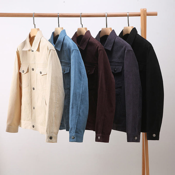 Buddha Stones Plain Long Sleeve Button Design Men's Cotton Jacket Shirt With Pockets - image 10