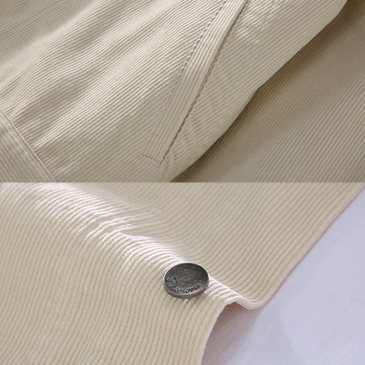 Buddha Stones Plain Long Sleeve Button Design Men's Cotton Jacket Shirt With Pockets - image 5