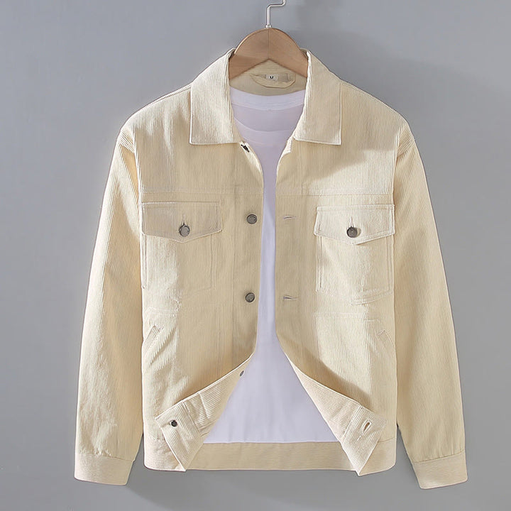 Buddha Stones Plain Long Sleeve Button Design Men's Cotton Jacket Shirt With Pockets - OldLace - US/UK/AU42，EU52 (3XL) - image 0