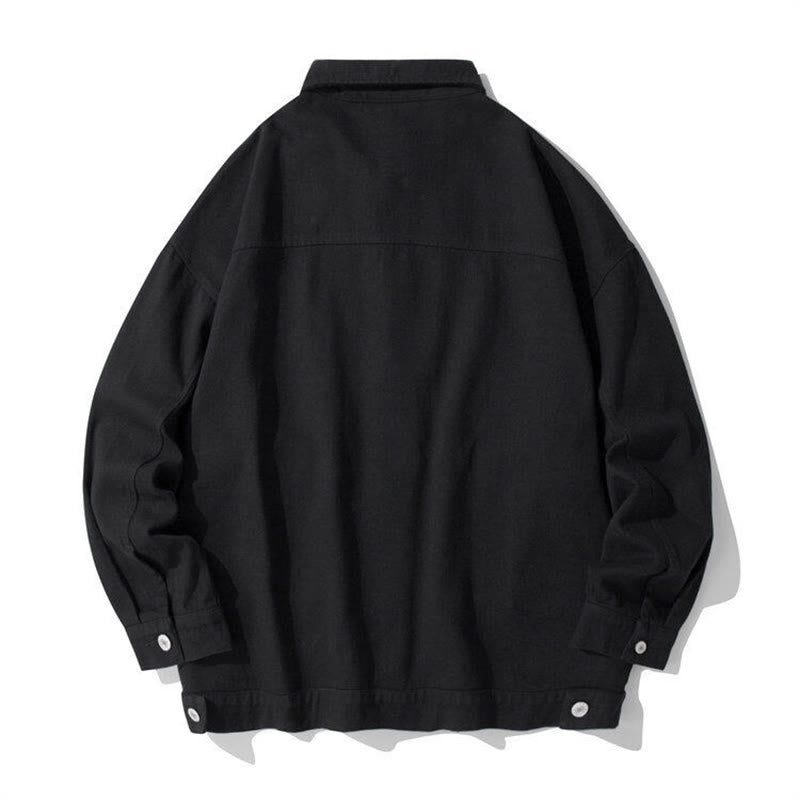 Buddha Stones Long Sleeve Button Stand Collar Design Men's Cotton Jacket Shirt With Pockets - image 2