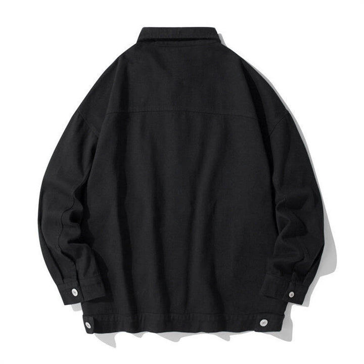 Buddha Stones Long Sleeve Button Stand Collar Design Men's Cotton Jacket Shirt With Pockets - image 2