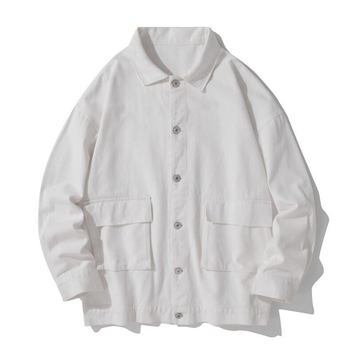 Buddha Stones Long Sleeve Button Stand Collar Design Men's Cotton Jacket Shirt With Pockets - White - US/UK/AU50，EU60 (5XL) - image 7