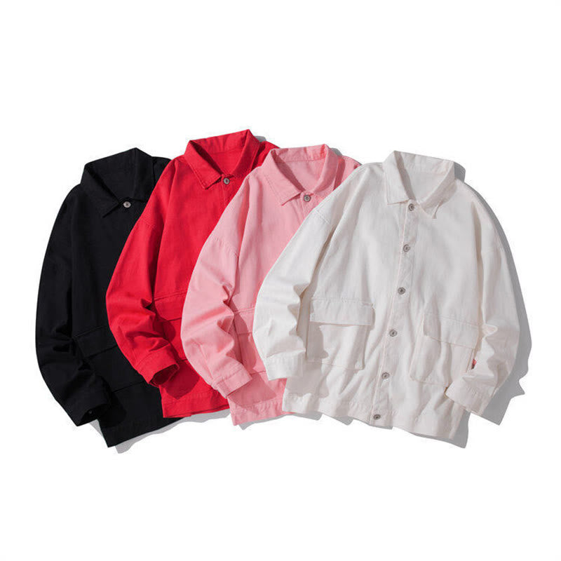 Buddha Stones Long Sleeve Button Stand Collar Design Men's Cotton Jacket Shirt With Pockets - image 13