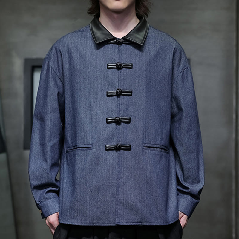 Buddha Stones Men's Frog-Button Cotton Long Sleeve Shirt With Pockets - image 11