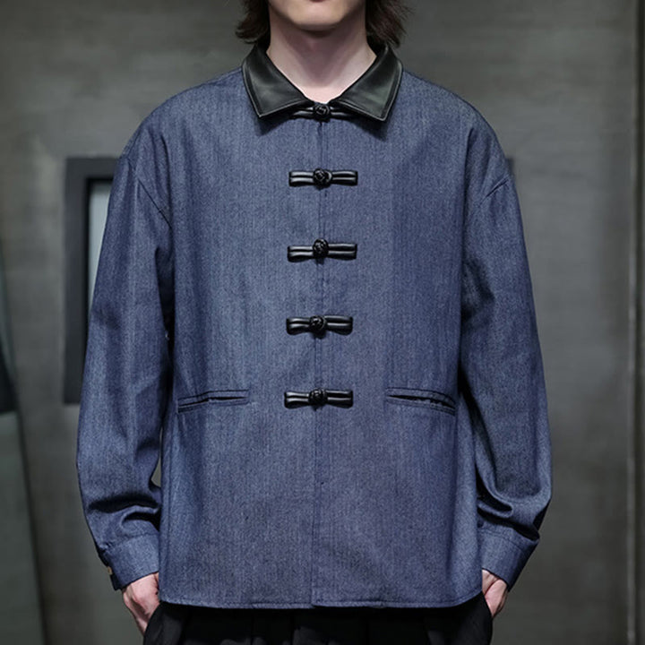 Buddha Stones Men's Frog-Button Cotton Long Sleeve Shirt With Pockets - image 11