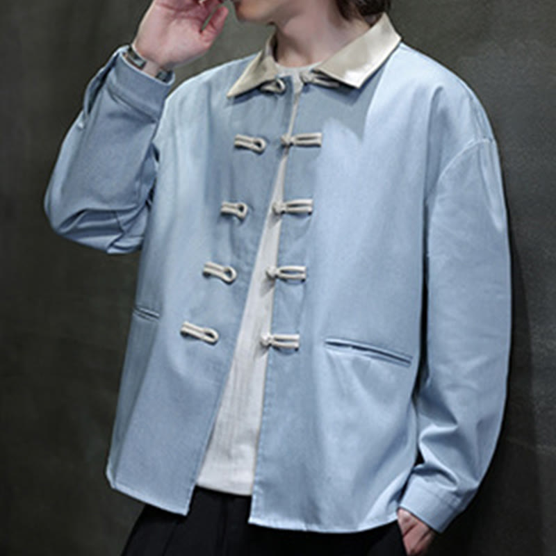 Buddha Stones Men's Frog-Button Cotton Long Sleeve Shirt With Pockets - image 18