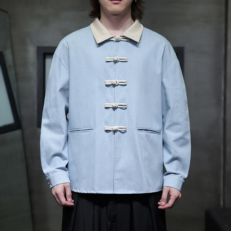 Buddha Stones Men's Frog-Button Cotton Long Sleeve Shirt With Pockets - image 17