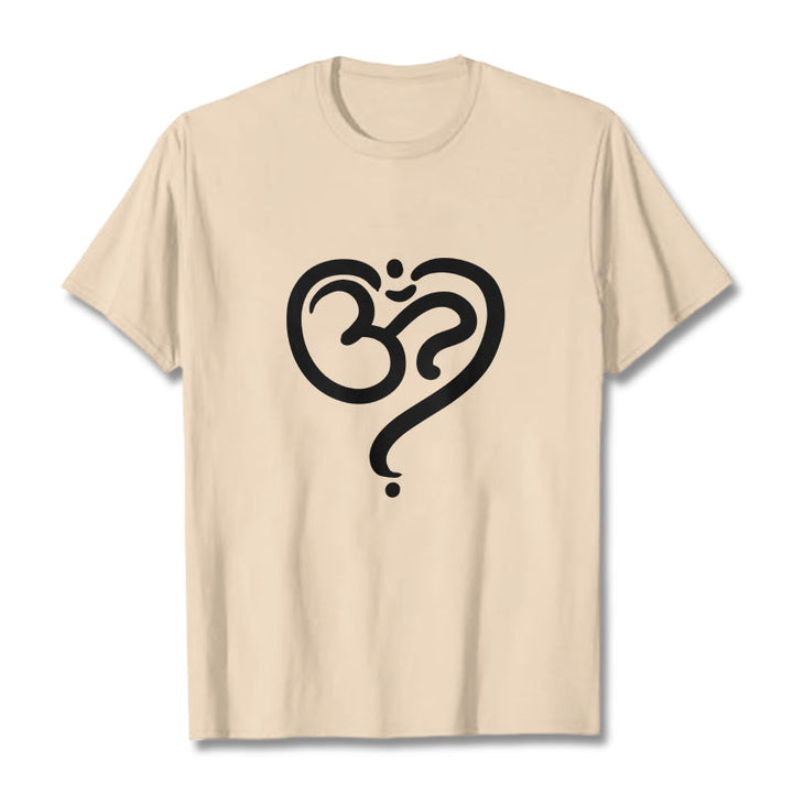Buddha Stones Love Heart OM Symbol Design Tee T-shirt - Bisque - 2XL - image 12