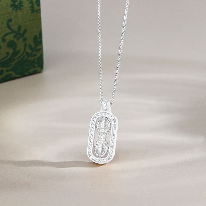 Buddha Stones 925 Sterling Silver Mini PiXiu Dorje Vajra Wealth Necklace Pendant - Silver - Vajra - image 13