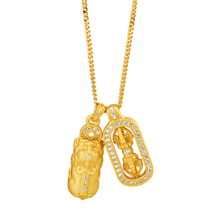 Buddha Stones 925 Sterling Silver Mini PiXiu Dorje Vajra Wealth Necklace Pendant - image 4