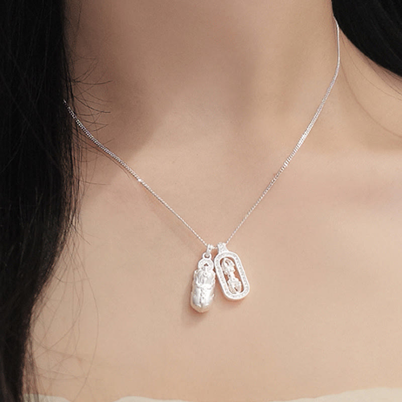 Buddha Stones 925 Sterling Silver Mini PiXiu Dorje Vajra Wealth Necklace Pendant - image 10