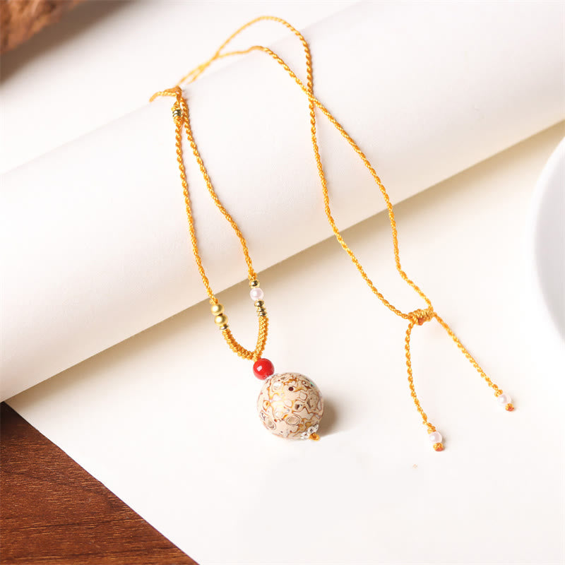 Buddha Stones Ebony Wood Venus Aurora Bead Lacquer Craft Peace Necklace Pendant - Beige(Random Beige) - image 7