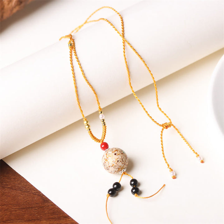 Buddha Stones Ebony Wood Venus Aurora Bead Lacquer Craft Peace Necklace Pendant - Beige Charm(Random Beige) - image 5