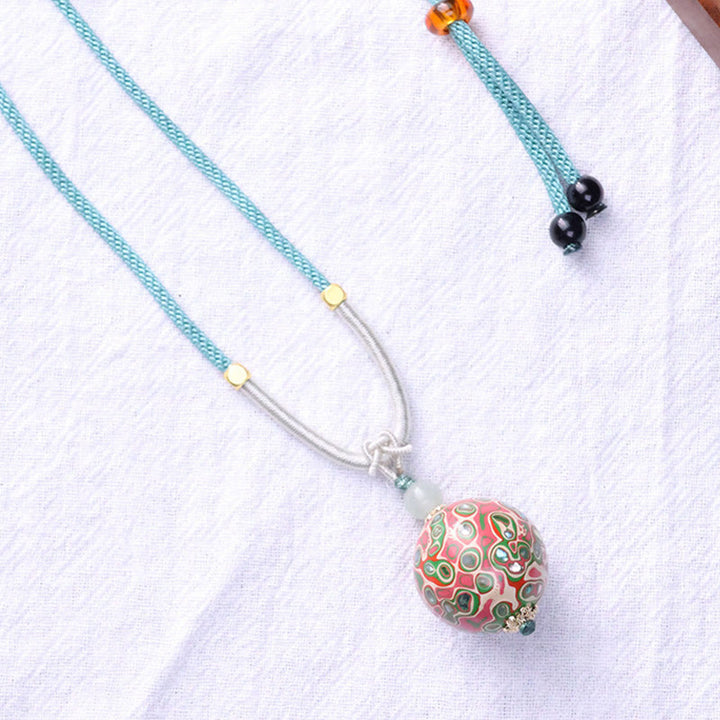 Buddha Stones Ebony Wood Colorful Lacquer Craft Bead Calm Necklace Pendant - image 3