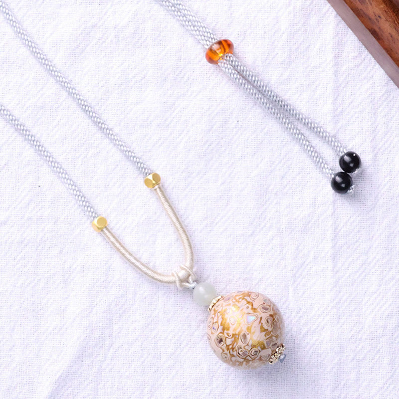 Buddha Stones Ebony Wood Colorful Lacquer Craft Bead Calm Necklace Pendant - image 11