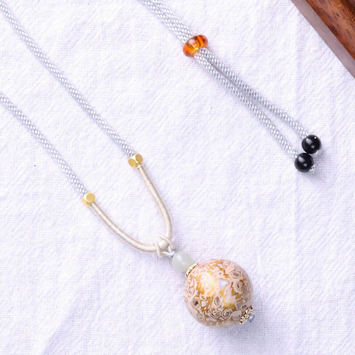 Buddha Stones Ebony Wood Colorful Lacquer Craft Bead Calm Necklace Pendant - image 11