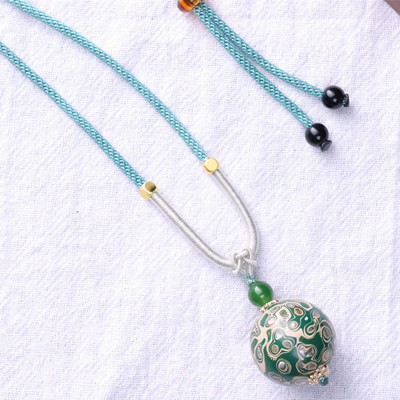Buddha Stones Ebony Wood Colorful Lacquer Craft Bead Calm Necklace Pendant - image 14