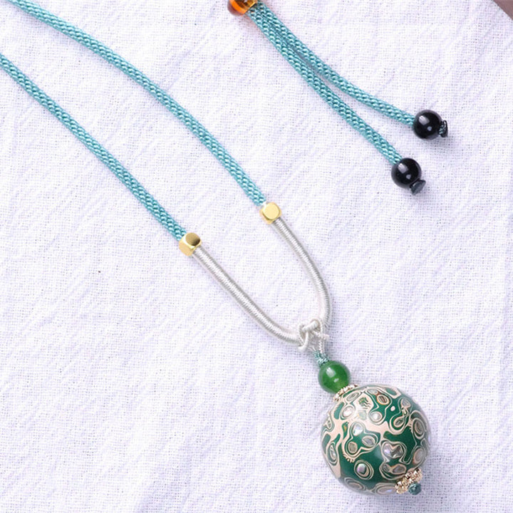 Buddha Stones Ebony Wood Colorful Lacquer Craft Bead Calm Necklace Pendant - image 14