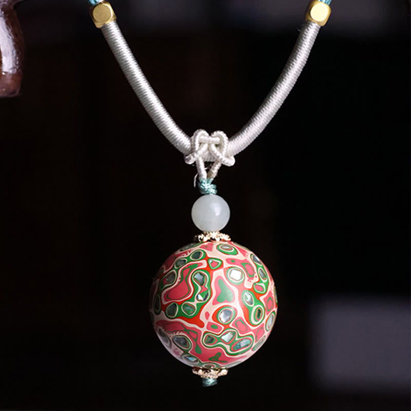 Buddha Stones Ebony Wood Colorful Lacquer Craft Bead Calm Necklace Pendant - image 5