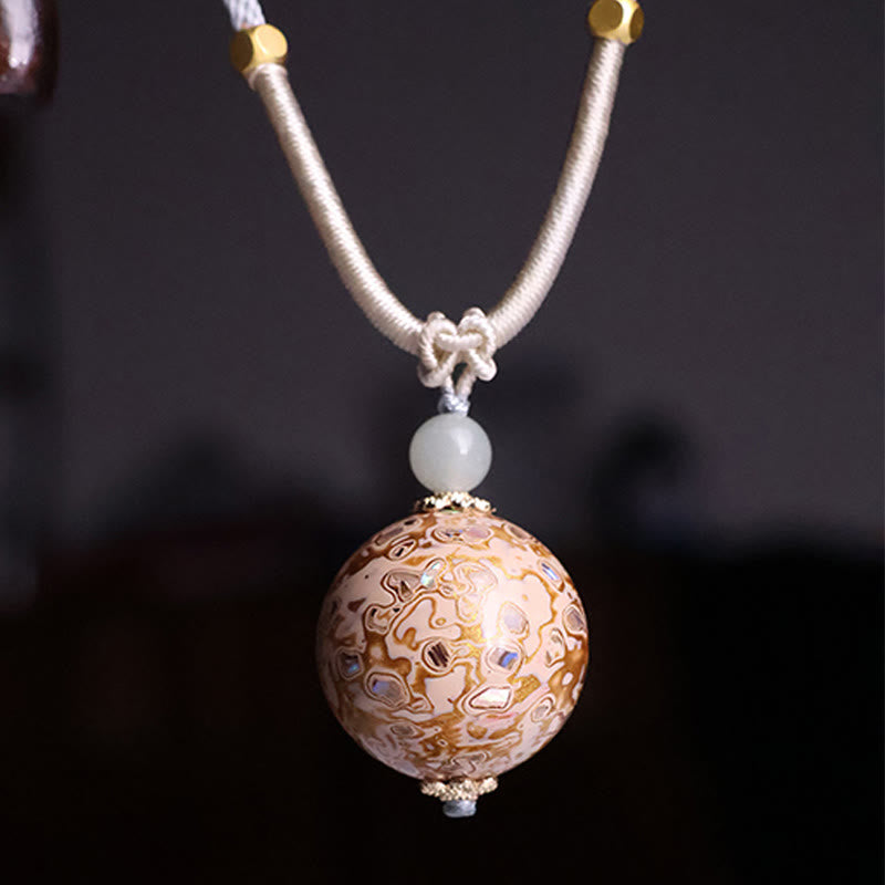 Buddha Stones Ebony Wood Colorful Lacquer Craft Bead Calm Necklace Pendant - Beige(Random Beige Color) - image 10
