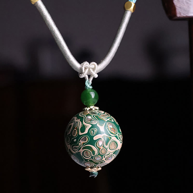 Buddha Stones Ebony Wood Colorful Lacquer Craft Bead Calm Necklace Pendant - Green(Random Beige Color) - image 13