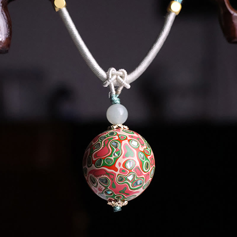 Buddha Stones Ebony Wood Colorful Lacquer Craft Bead Calm Necklace Pendant - image 4