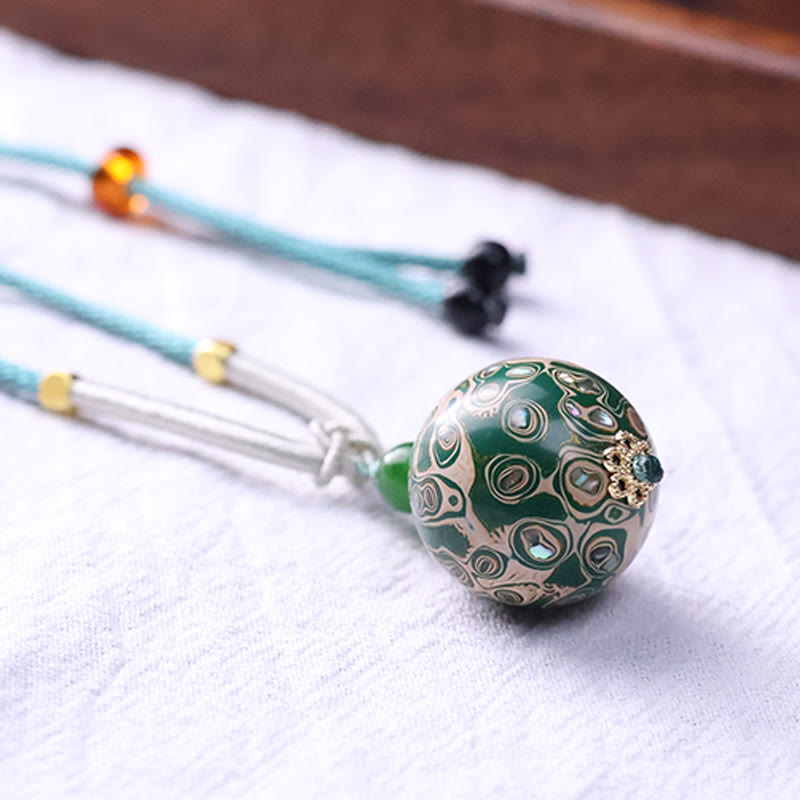 Buddha Stones Ebony Wood Colorful Lacquer Craft Bead Calm Necklace Pendant - image 15