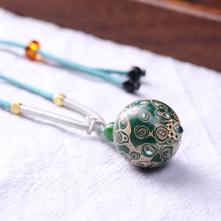 Buddha Stones Ebony Wood Colorful Lacquer Craft Bead Calm Necklace Pendant - image 15