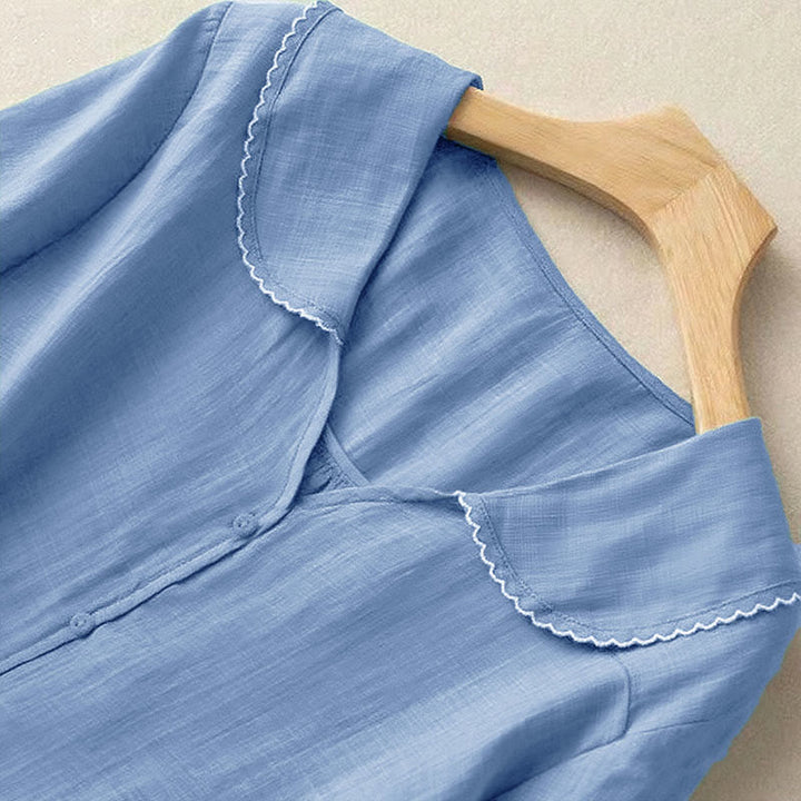 Buddha Stones Casual Plain Button Half Sleeve Middy Collar Women's Shirt - image 13