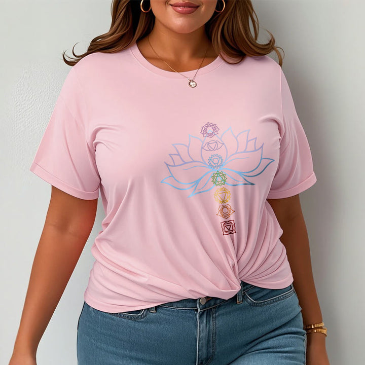 Buddha Stones Pastel Hues Lotus Flower Chakra Symbols Meditation Cotton Tee T-shirt - image 13