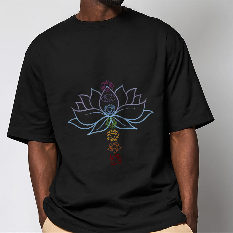 Buddha Stones Pastel Hues Lotus Flower Chakra Symbols Meditation Cotton Tee T-shirt - image 5