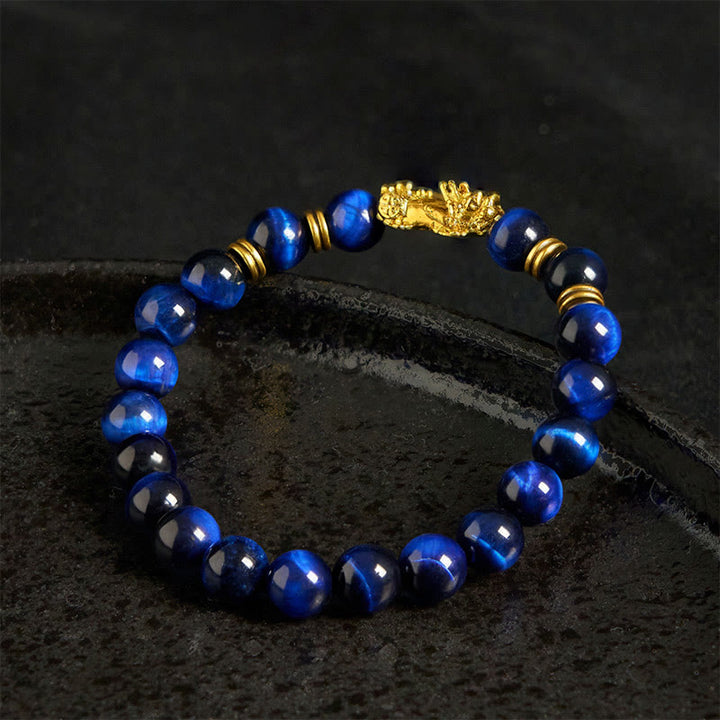 Buddha Stones "Sending Focus and Prosperity" Tiger Eye Pixiu Bracelet Includes Gift Message Card - image 3