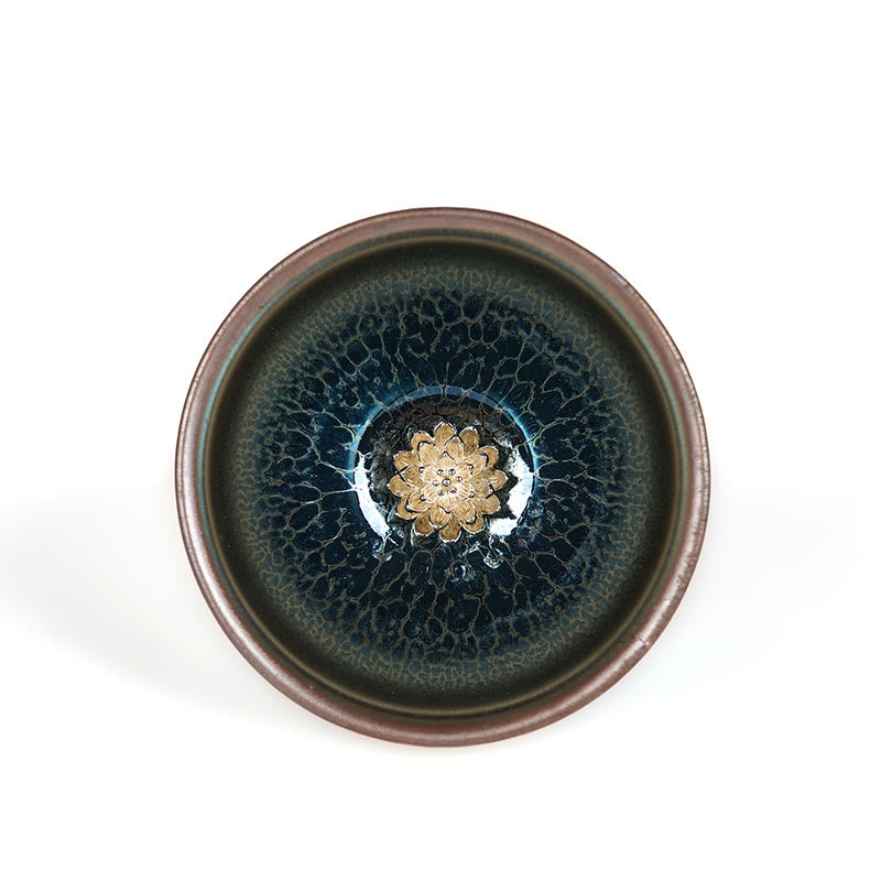 Buddha Stones Handmade Chinese Jianzhan Lotus Blue Ceramic Teacup Kung Fu Tea Cup 150ml - image 7