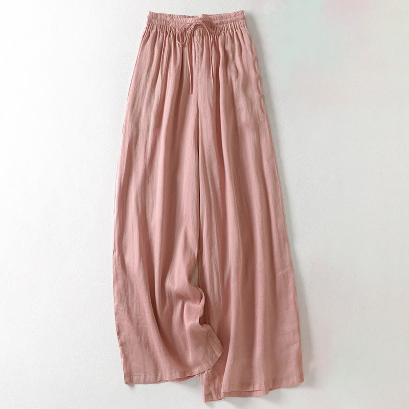 Buddha Stones Solid Color Lace-up Women's Wide Leg Pants - Pink - US8-10，UK/AU12-14，EU40-42 (2XL) - image 22