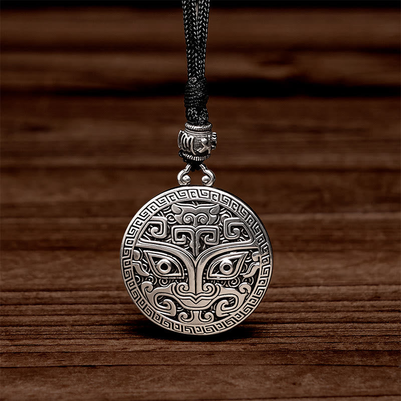 Buddha Stones Taotie Om Mani Padme Hum Copper Plated Silver Wealth Necklace Pendant - image 4