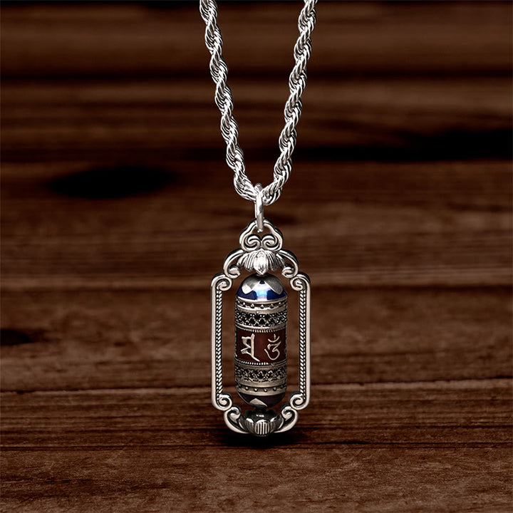 Buddha Stones Vintage Om Mani Padme Hum Prayer Wheel Copper Luck Pendant - image 3