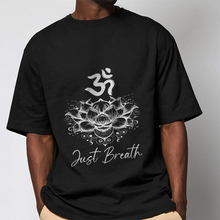 Buddha Stones Casual Om Symbol Lotus Flower Pattern Cotton Tee T-shirt - image 4