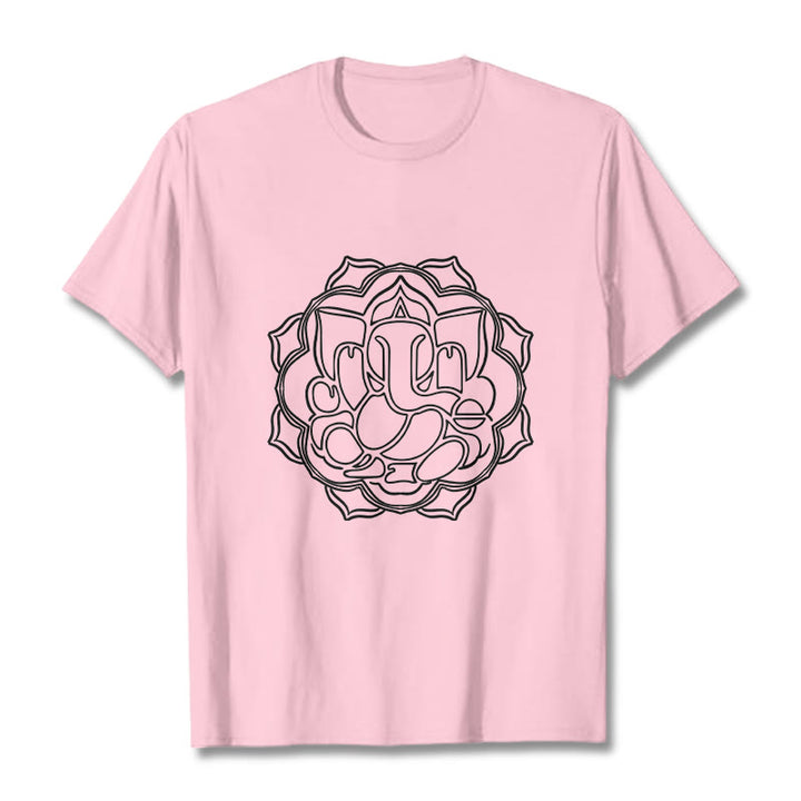 Buddha Stones Casual Mandala Design Ganesha Pattern Cotton Tee T-shirt - LightPink - 2XL - image 13
