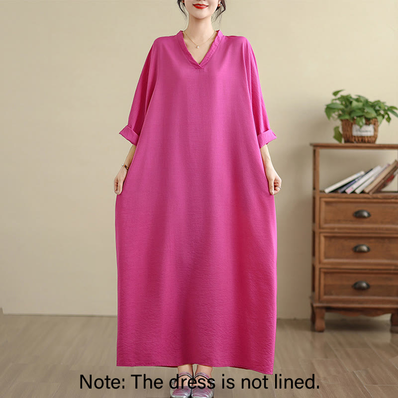 Buddha Stones Retro Casual Solid Color Long Sleeve Cotton Linen Maxi Dress With Pockets - image 26