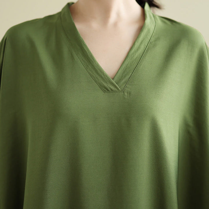 Buddha Stones Retro Casual Solid Color Long Sleeve Cotton Linen Maxi Dress With Pockets - image 8