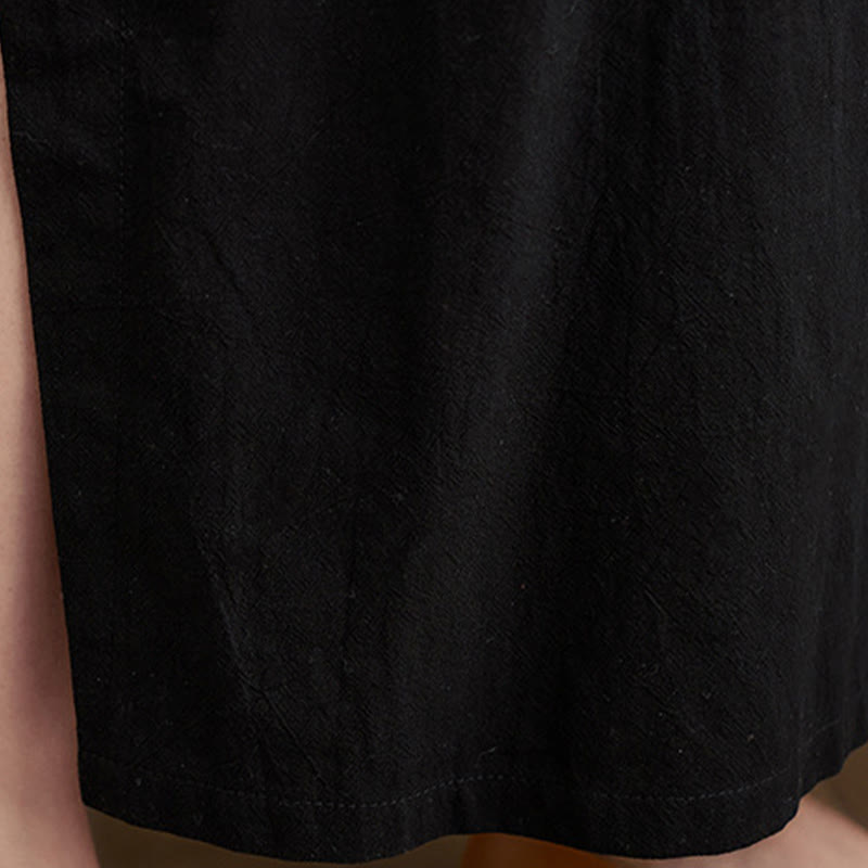 Buddha Stones Fall Casual Simple Design Long Sleeve Cotton Linen Maxi Dress With Pockets - image 13